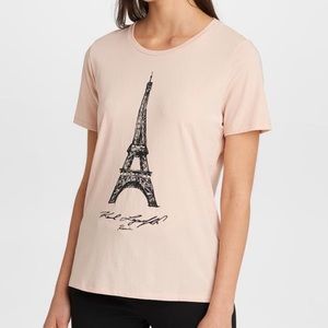 KARL LAGERFELD. Blush color Eiffel Tower tee sizeM